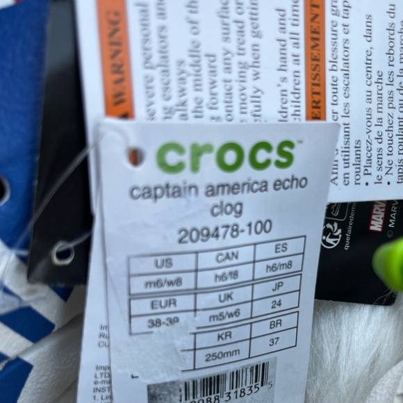🆕 Marvel Crocs Captain America Echo Clog Unisex Size Men’s 6 Women’s 8 - Picture 7 of 7